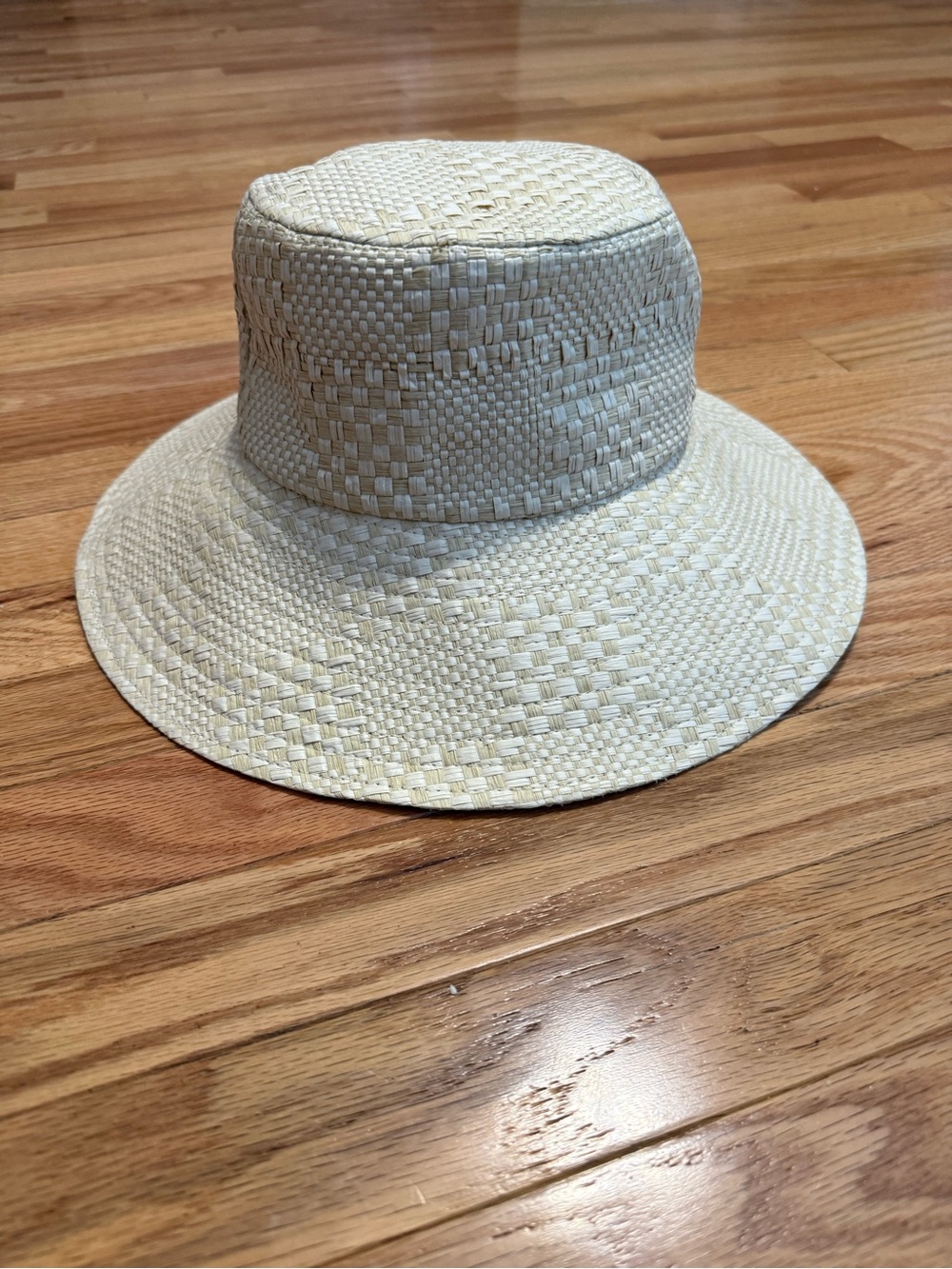Four Buttons by San Diego Hat Company Beige Woven Wide-Brim Paper Bucket Hat